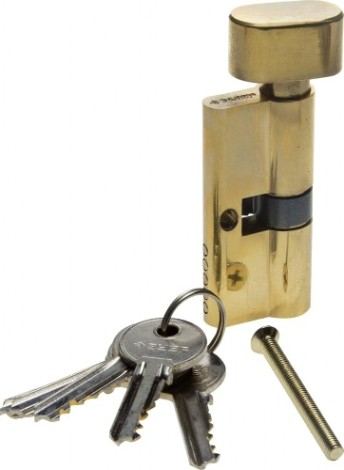 Механизм цилиндровый ЗУБР Мастер "ключ-защелка" цвет латунь, 5-pin, 70мм [52103-70-1]