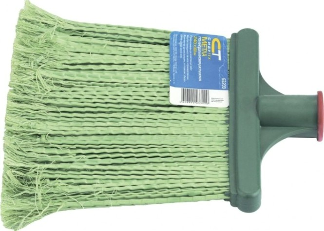 Метла полипропиленовая СИБРТЕХ плоская, распушеная 240 х 160 мм, с черенком 63219 [63219]