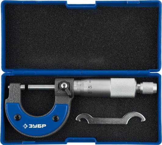 Микрометр ЗУБР ПРОФЕССИОНАЛ гладкий механический, мк 25, диапазон 0-25мм, шаг [34480-25_z02]