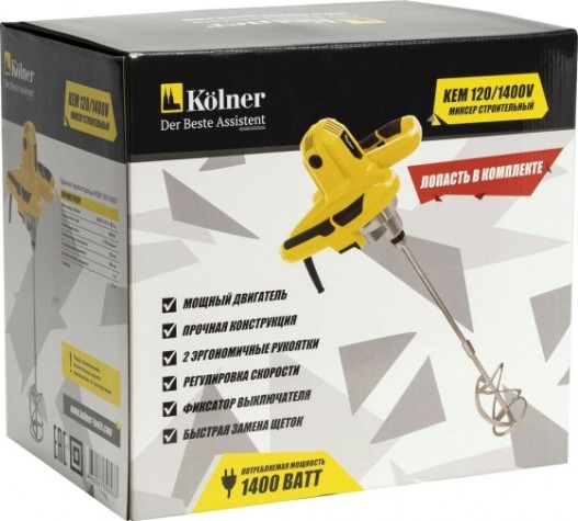Миксер строительный сетевой Kolner KEM 120/1400V [кн120-1400в]