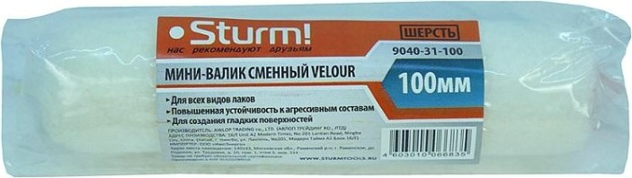 Мини-валик сменный Sturm VELOUR 9040-31-100 для бюгеля 6мм, 16х100мм [9040-31-100]