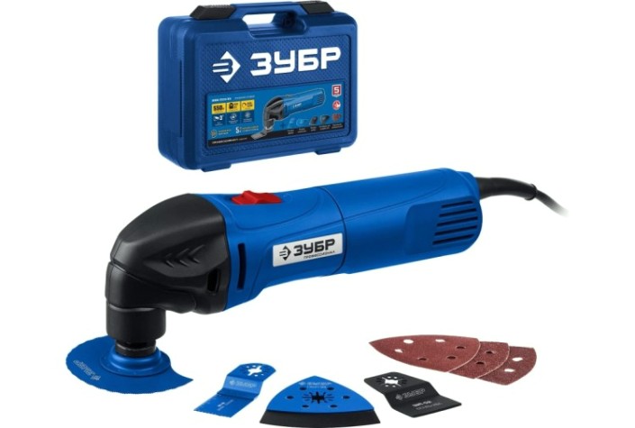 Многофункциональный инструмент сетевой ЗУБР МФИ-П550КН с набором насадок Профессионал [МФИ-П550 КН]