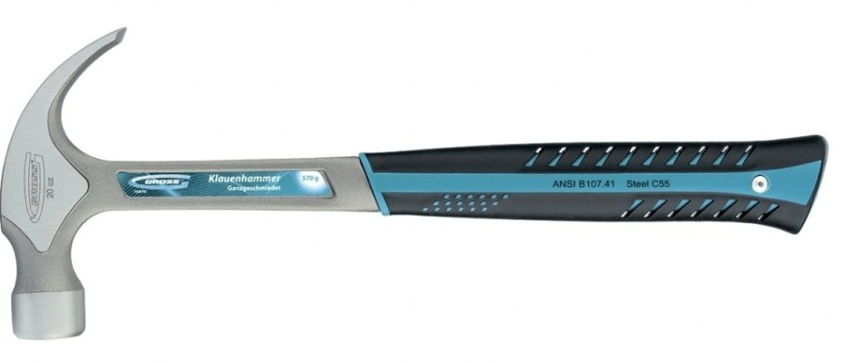 Молоток-гвоздодер GROSS 570 г, цельнокованый, трехкомпонентная рукоятка// [10470]