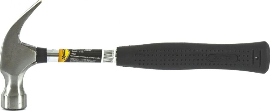 Молоток-гвоздодер Sparta 450 г, боек 27 мм, металлическая трубчатая обрезин [104405]