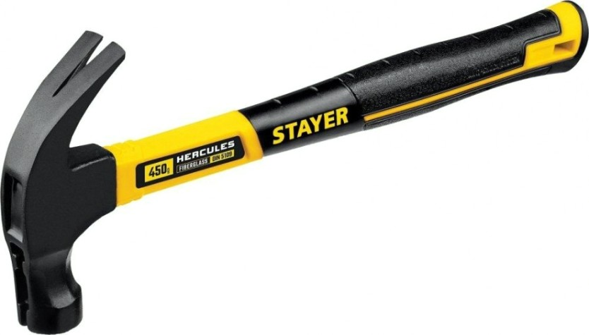 Молоток-гвоздодер STAYER Hercules-M 450 г столярный c фиберглассовой рукояткой [2027-450_z01]