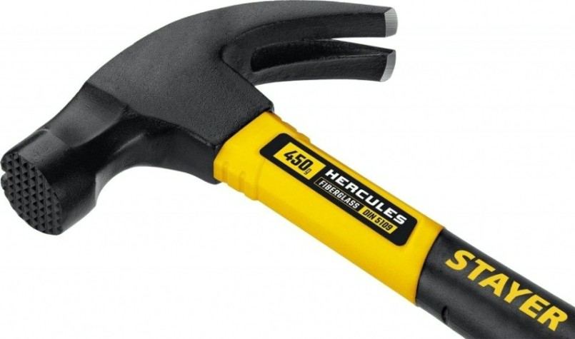 Молоток-гвоздодер STAYER Hercules-M 450 г столярный c фиберглассовой рукояткой [2027-450_z01]
