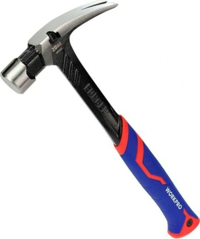 Молоток-гвоздодер WORKPRO WP241013 цельнокованый 450гр