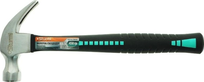 Молоток Sturm 1010-62-FR0450 гвоздодер, полностью обрезин. рукоятка, 450гр.