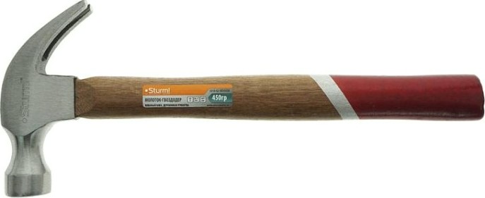Молоток Sturm 1010-82-WD0450 гвоздодер, деревянная рукоятка, 450гр.