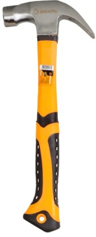 Молоток ВИХРЬ 450гр. фиберглассовая двухкомпонентная ручка, с магнитом [73/6/8/8]