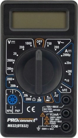 Мультиметр цифровой Proconnect M832 портативный [13-3012]