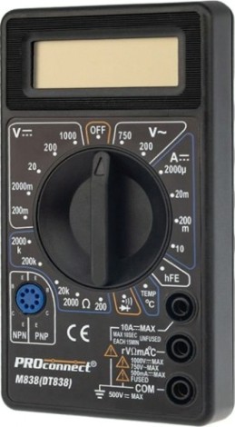 Мультиметр цифровой Proconnect M838 портативный [13-3013]