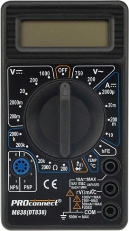 Мультиметр цифровой Proconnect M838 портативный [13-3013]