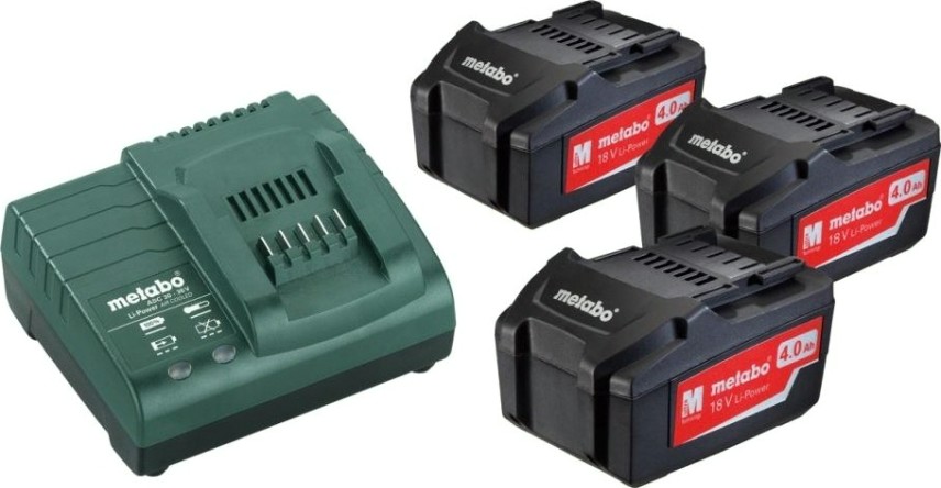 Набор аккумуляторов и зарядное устройство METABO 18V Basic-Set 4,0 3х4.0 Ач [685049000]