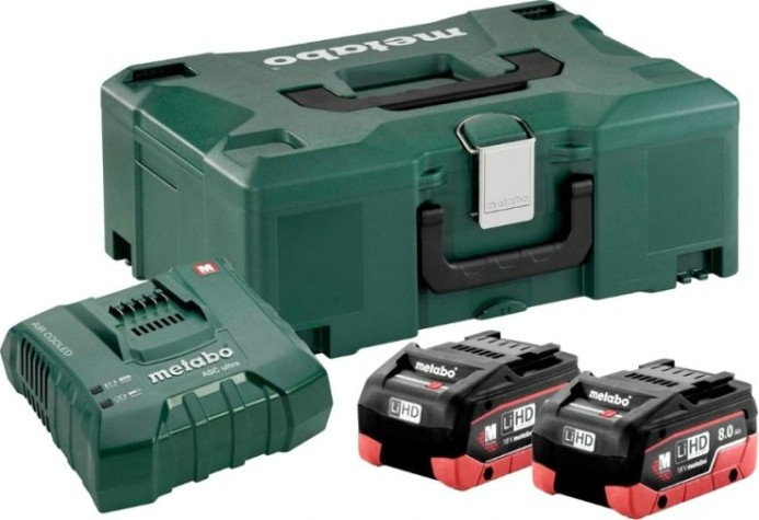 Набор аккумуляторов и зарядное устройство18V METABO 18V Basic-Set 8,0 LiHD 2х8.0 Ач ASC Ultra + Metaloc [685131000]