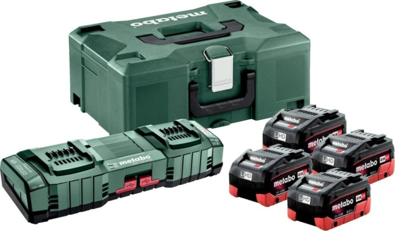 Набор аккумуляторов и зарядное устройство18V METABO 18V Basic-Set 8,0 LiHD 4х8.0 Ач ASC Ultra + Metaloc [685135000]