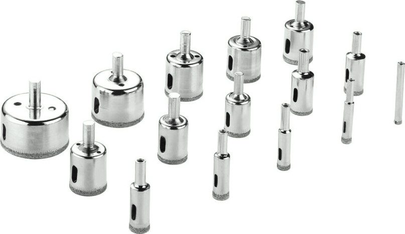 Набор алмазных коронк DEKO DHS01 по стеклу и керамике 15 предметов [065-0541]