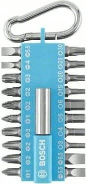 Набор бит BOSCH DIY 20 бит + держатель с карабином светло-синий [2607002822]