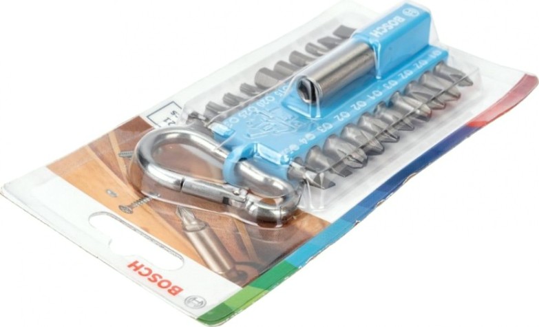 Набор бит BOSCH DIY 20 бит + держатель с карабином светло-синий [2607002822]