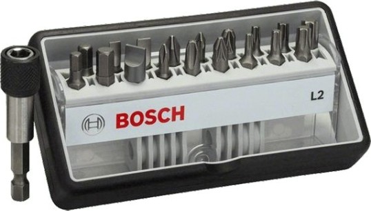 Набор бит BOSCH Extra Hard 18 шт Robust Line PH/PZ/T/S/HEX 25 мм + держатель [2607002568]