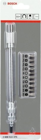 Набор бит BOSCH и гибкий металлический адаптер 11 предметов 200 мм [2608522376]