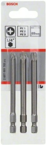 Набор бит BOSCH из 3 шт. PZ1/2/3 х 89 мм Extra Hard [2607001761]