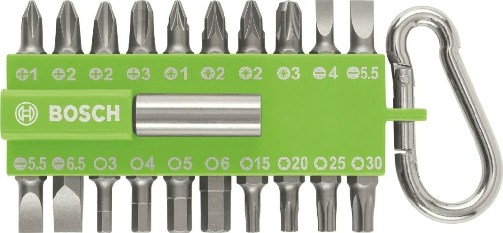 Набор бит BOSCH Набор 20 бит + держатель с карабином светло-зеленый [2607002823]
