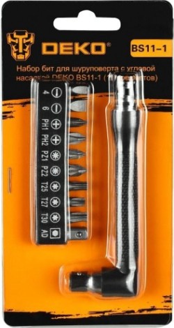 Набор бит DEKO BS11-1 для шуруповерта с угловой насадкой (11 предметов) [065-0589]
