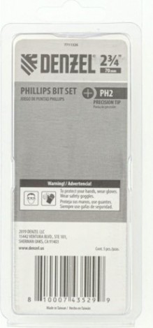 Набор бит Denzel PH2x2 3/4" 5 шт. [7711326]
