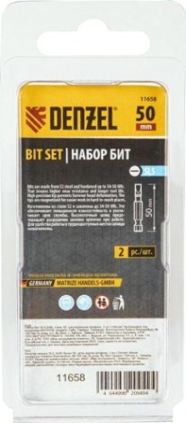 Набор бит Denzel SL5,0х50 сталь s2, шестигранный профиль, 2 шт. [11658]