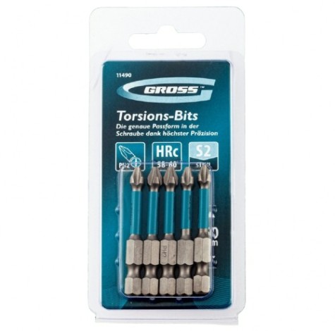 Набор бит GROSS 11490 торсионных PH2x50 мм, 5 шт. Набор бит GROSS 11490 торсионных PH2x50 мм, 5 шт.