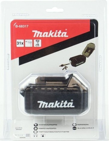 Набор бит и насадок MAKITA B-68317 31 шт (в корпусе аккумулятора)