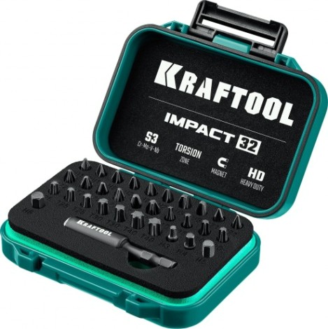 Набор бит KRAFTOOL 26066-H32 "impact 32" ударных торсионных, cr-mo-v-nb Набор бит KRAFTOOL 26066-H32 "impact 32" ударных торсионных, cr-mo-v-nb