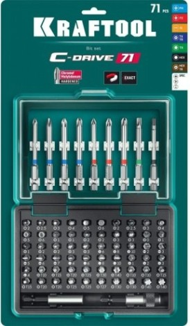 Набор бит KRAFTOOL C-Drive 71 многофункциональные, cr-mo, 71 пред. [26067-H71]