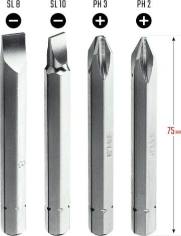 Набор бит KRAFTOOL для ударной отвертки 75 мм 4 шт. [25552]
