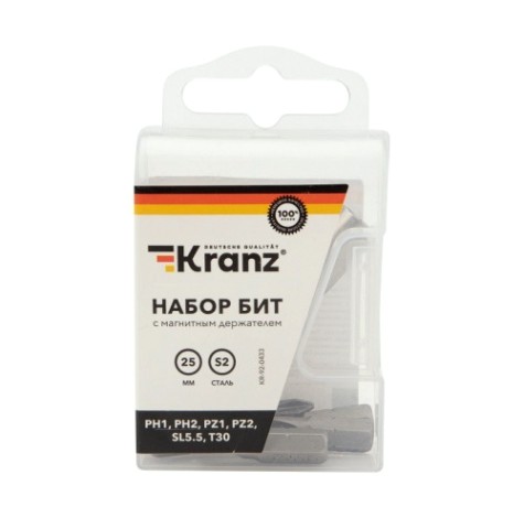 Набор бит Kranz KR-92-0433 25 мм с магнитным держателем Набор бит Kranz KR-92-0433 25 мм с магнитным держателем