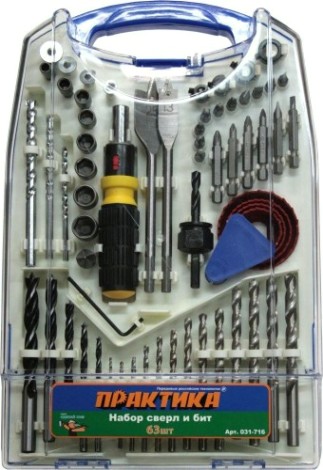 Набор бит ПРАКТИКА "DIY" 63 шт по металлу, дереву, кирпичу [031-716]