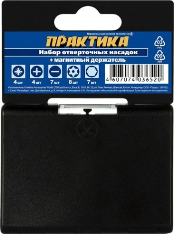 Набор бит ПРАКТИКА "Профи" 31шт PH 4шт PZ 4шт Torx 8шт LS 7шт HEX 7шт м/д [036-520]