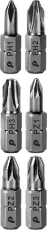 Набор бит ПРАКТИКА "Профи" 6шт PH1,2,3; PZ1,2,3x25мм [036-537]