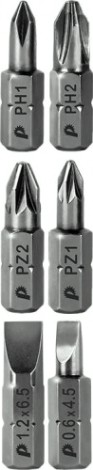 Набор бит ПРАКТИКА "Профи" 6шт PH1,2; PZ1,2; LS 2 штx25мм [036-551]