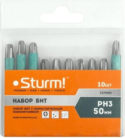 Набор бит Sturm 1 270 203 ph3х50мм, магнит. наконечник, 10 шт. [1270203]