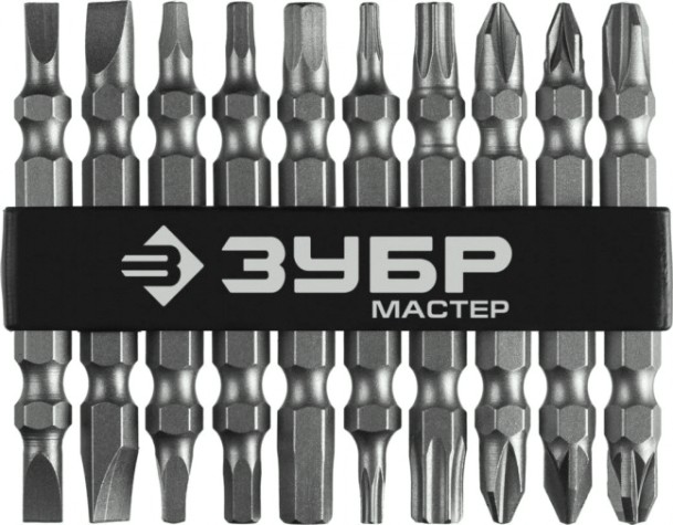 Набор бит ЗУБР 10-шт., Cr-V, двусторонние для шуруп МАСТЕР [26089-H10]