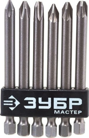 Набор бит ЗУБР МАСТЕР биты длинные "мх-6", cr-v [26089-H6]