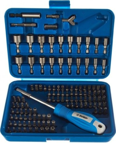 Набор бит ЗУБР ПРОФЕССИОНАЛ "эксперт" универсал, cr-mo, 120 предметов, в боксе [26096-H122]