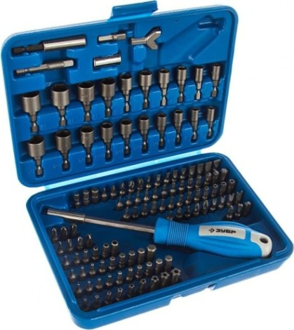 Набор бит ЗУБР ПРОФЕССИОНАЛ "эксперт" универсал, cr-mo, 120 предметов, в боксе [26096-H122]