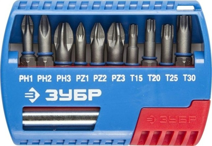 Набор бит ЗУБР с магнитным адаптером cr-mo, 11 пред. [26051-H11]