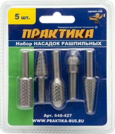 Набор бор-фрез по дереву ПРАКТИКА Сделай сам 5 шт, блистер [648-427]