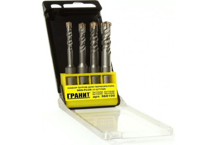 Набор буров ГРАНИТ 568100 SDS-plus Quadro-X, 4 шт. Набор буров ГРАНИТ 568100 SDS-plus Quadro-X, 4 шт.