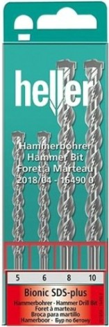 Набор буров HELLER по бетону sds-plus bionic pro: 5, 6x110 мм + 8, 10x160 мм (4 пр.) [TD16490]