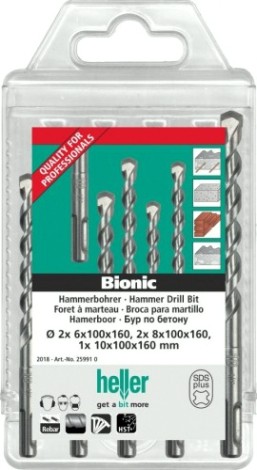 Набор буров HELLER sds-plus 6х2,8х2,10x160мм (5 пр.) [TD16895]